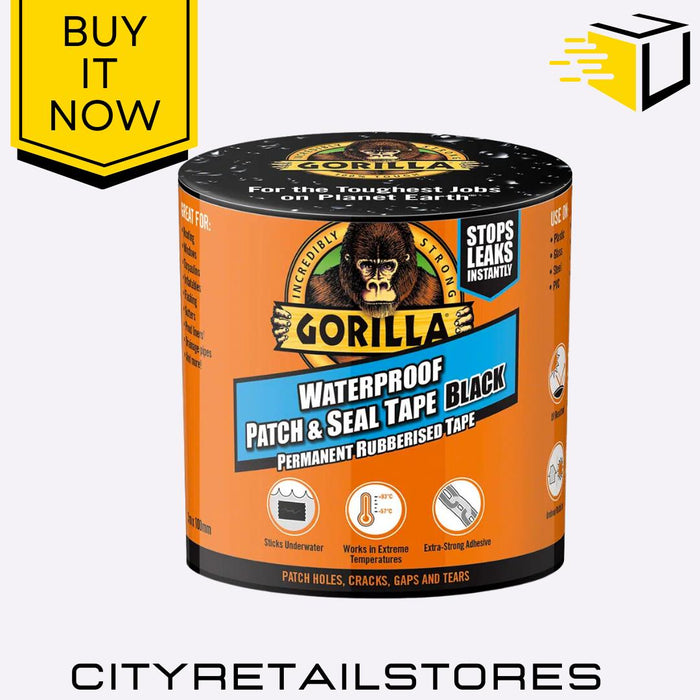 Patch & Seal Waterproof Tape Permanent Rubberised White Black Clear Gorilla