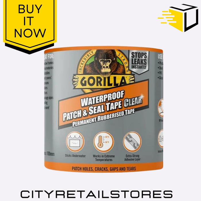 Patch & Seal Waterproof Tape Permanent Rubberised White Black Clear Gorilla
