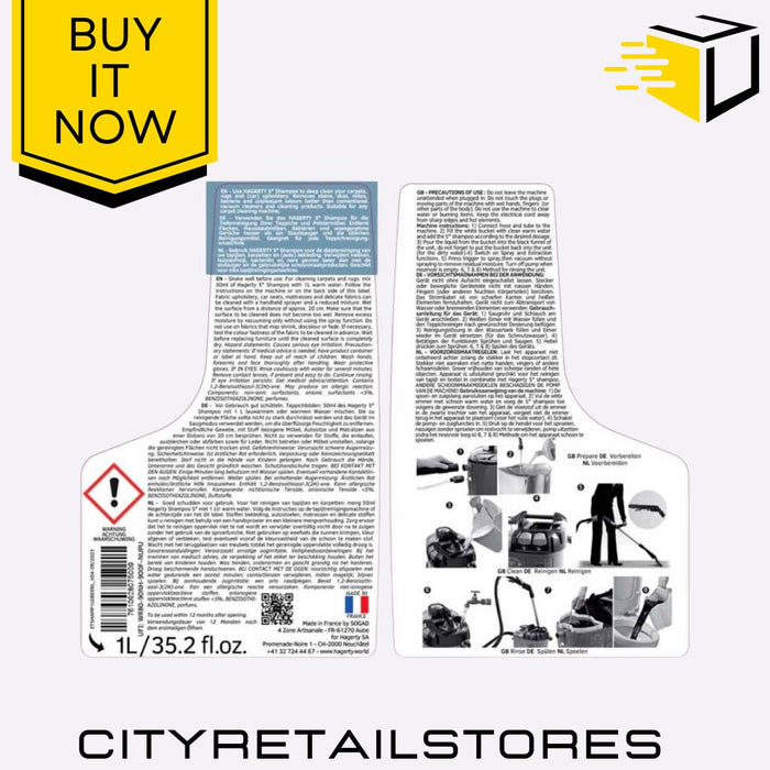 Classic Shampoo Carpet Upholstery Cleaner High-Quality Stain 1L Hagerty