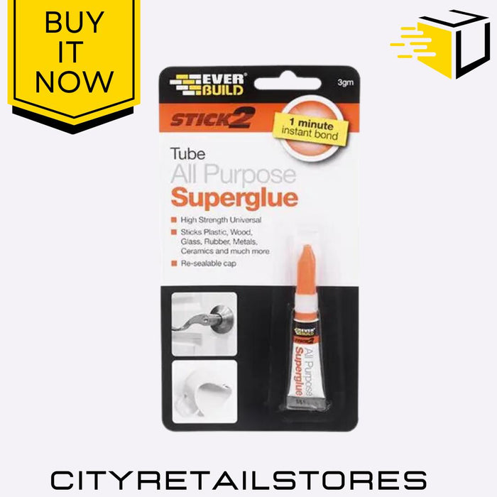 Stick 2 Range Enamel Superglue Gel Epoxy Adhesive Contact Textile Everbuild