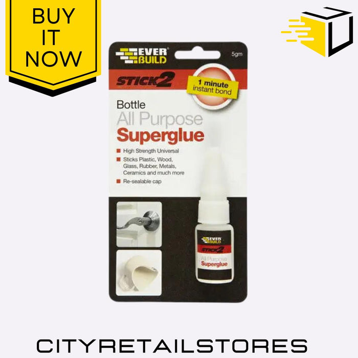 Stick 2 Range Enamel Superglue Gel Epoxy Adhesive Contact Textile Everbuild