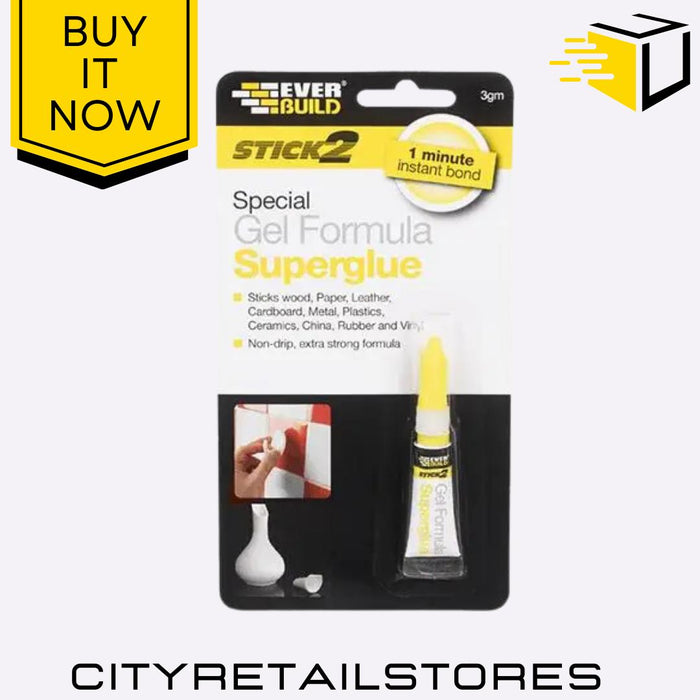 Stick 2 Range Enamel Superglue Gel Epoxy Adhesive Contact Textile Everbuild