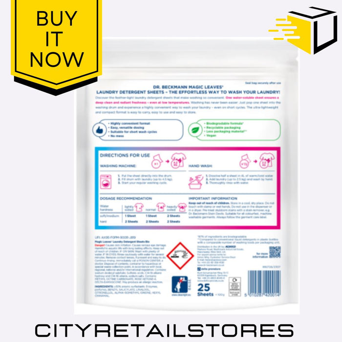 Magic Leaves Laundry Detergent Sheets Freshener - Bio - Non Bio Dr Beckmann