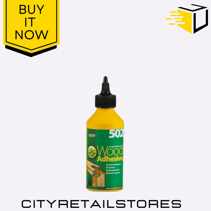 502 Wood Adhesive PVA Glue Strong Bond DIY 75ml/125ml/250ml/500ml/1L Everbuild