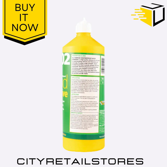 502 Wood Adhesive PVA Glue Strong Bond DIY 75ml/125ml/250ml/500ml/1L Everbuild