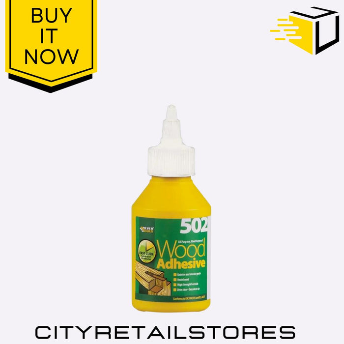 502 Wood Adhesive PVA Glue Strong Bond DIY 75ml/125ml/250ml/500ml/1L Everbuild