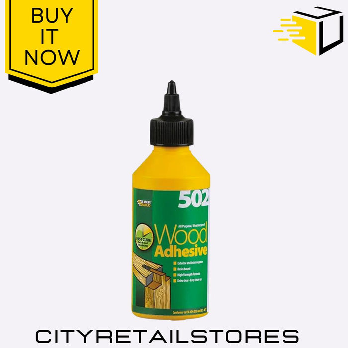 502 Wood Adhesive PVA Glue Strong Bond DIY 75ml/125ml/250ml/500ml/1L Everbuild