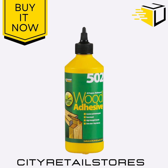 502 Wood Adhesive PVA Glue Strong Bond DIY 75ml/125ml/250ml/500ml/1L Everbuild