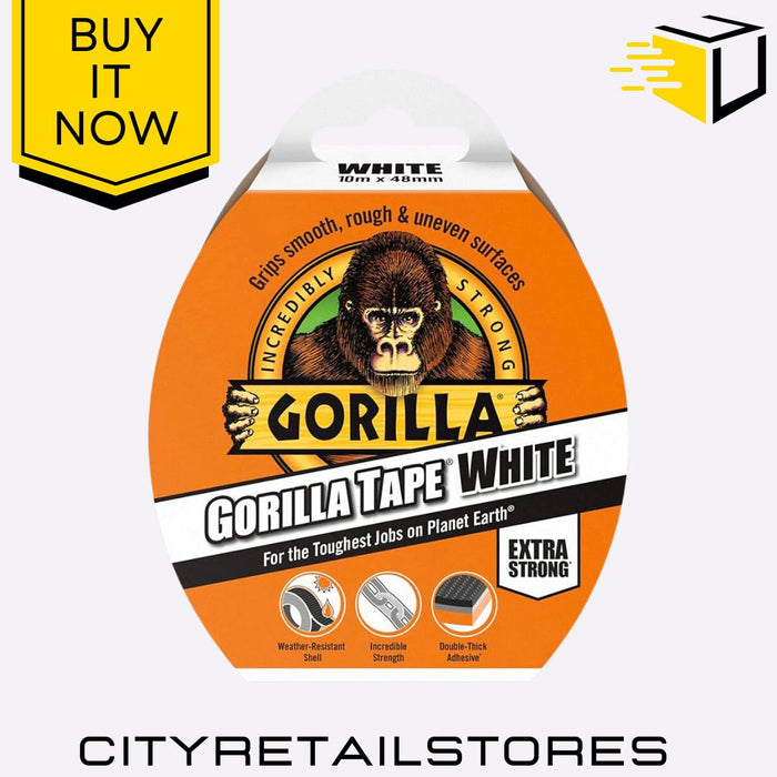 Gorilla Duct Tape White/Grey/Silver Heavy Duty Tough 48mm x 11m Gorilla Glue