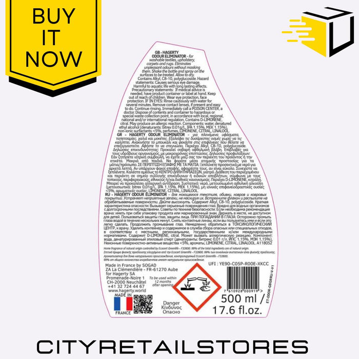 Odour Eliminator & Textile Refresher Spray Freshen Upholstery 500ml Hagerty