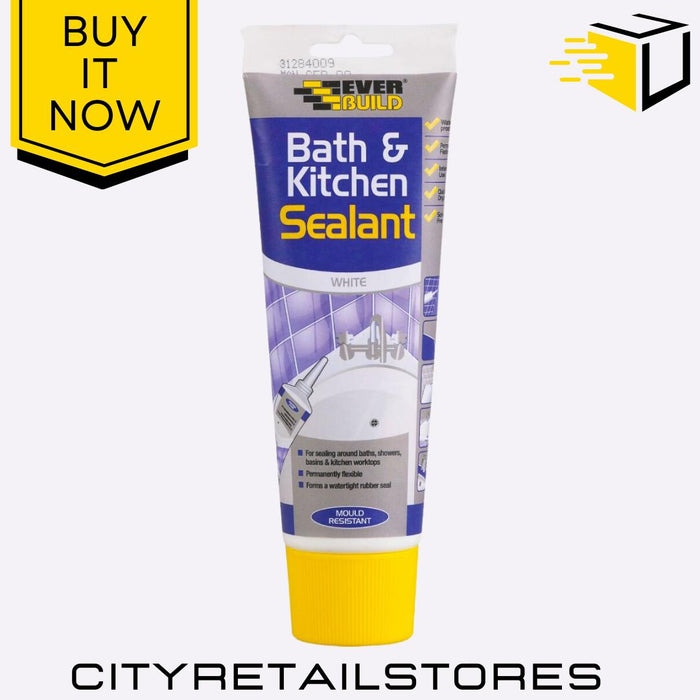 Bath & Kitchen Sealant Anti Mould Silicone For Bathroom 200ml Everbuild