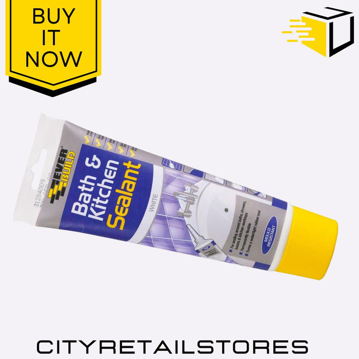 Bath & Kitchen Sealant Anti Mould Silicone For Bathroom 200ml Everbuild