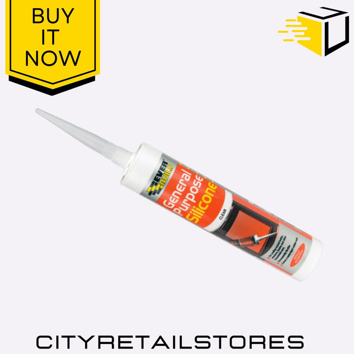 General Purpose Silicone Sealant Clear Waterproof Flexible 290ml Everbuild