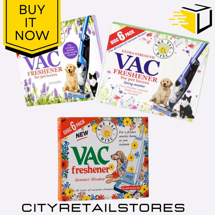 6 Scented Vacuum Air Freshener Discs - Summer Meadow, Spring Meadow, Lavender