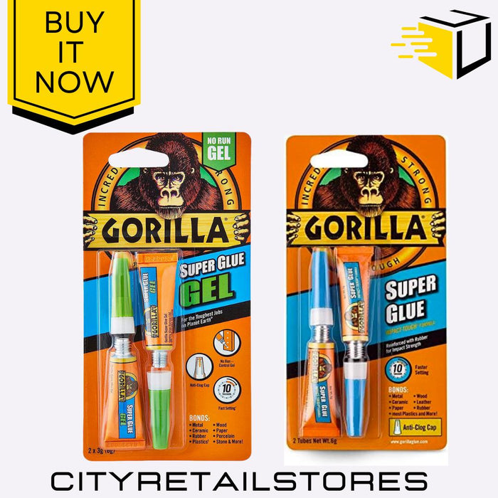 Strong Adhesive For Metal, Plastic, Wood & Ceramics Superglue Gel 2x3g Gorilla