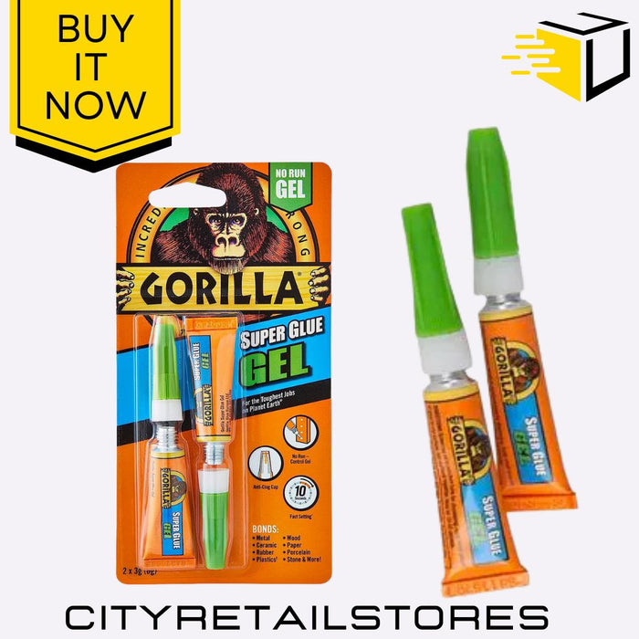 Strong Adhesive For Metal, Plastic, Wood & Ceramics Superglue Gel 2x3g Gorilla