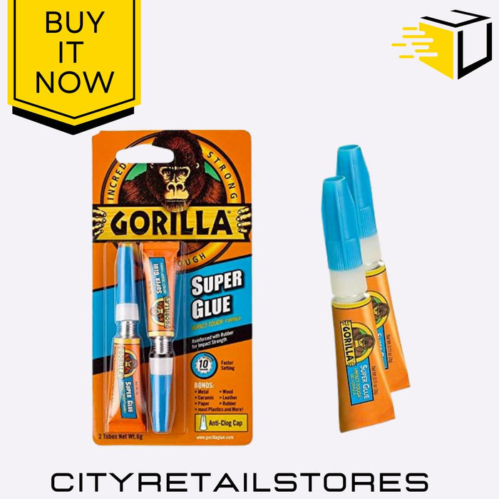 Strong Adhesive For Metal, Plastic, Wood & Ceramics Superglue Gel 2x3g Gorilla
