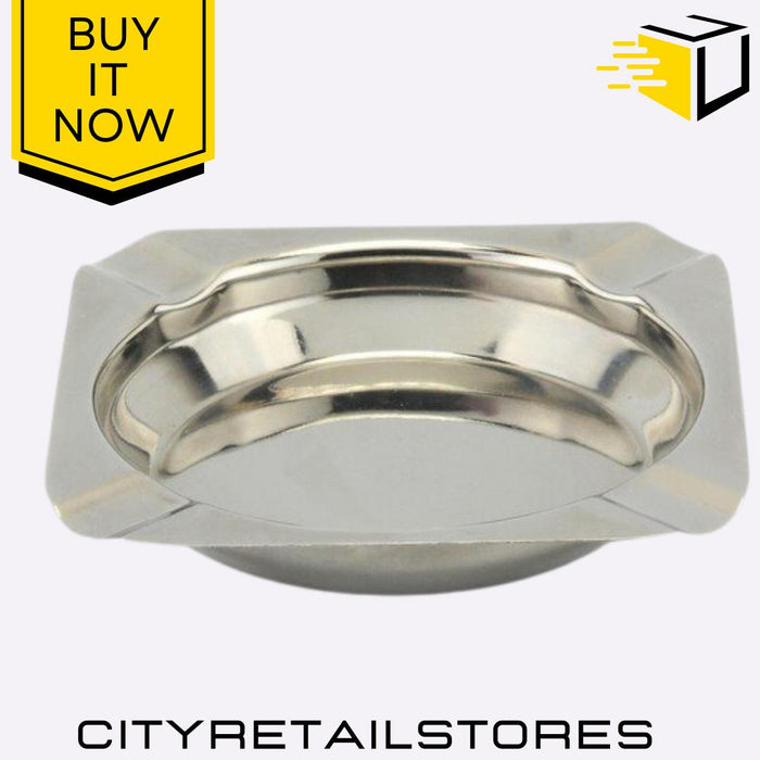 Square Stainless Steel Ashtray For Indoor & Outdoor Use Durable, Stylish Apollo