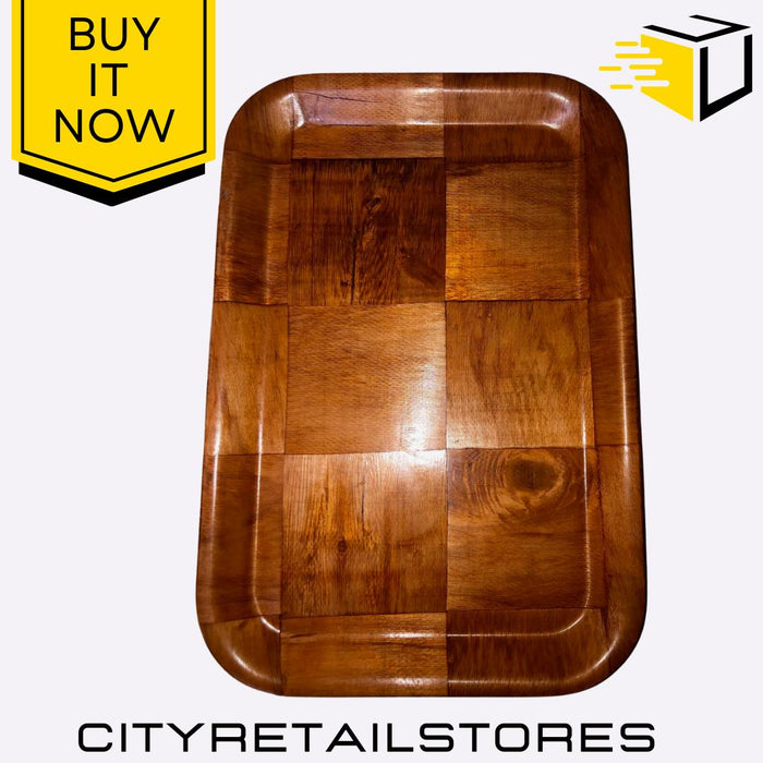 Woven Bamboo Wood Serving Tray Stylish and Durable Kitchenware 36 x 24cm Apollo