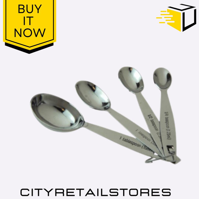 Measuring Spoon Stainless Steel Oval Shape Durable & Precise Set of 4 Apollo