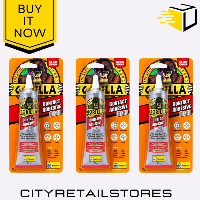 Contact Adhesive Flexible Waterproof Instant Bond Multi-Surface Glue 75g Gorilla