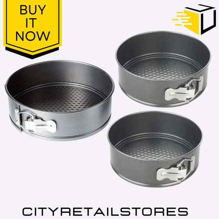 Assorted Sizes Non-Stick Springform Cake Pan Round Baking Pans Set Chef Aid