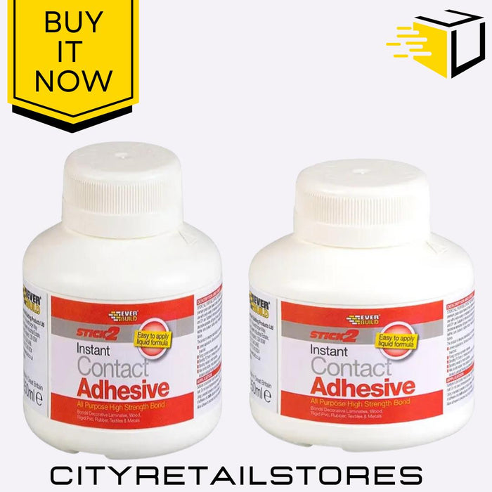 Everbuild Stick 2 All Purpose Instant Contact Adhesive 250ml / 125ml Strong Glue