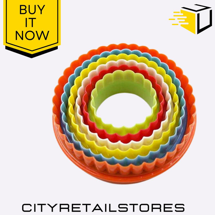 Plastic Biscuit Cutters Set Round & Star Shaped Cookie Cutter Tools 6pk Apollo