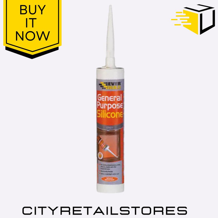 General Purpose Silicone Sealant Grey Waterproof & Flexible 310ml Everbuild