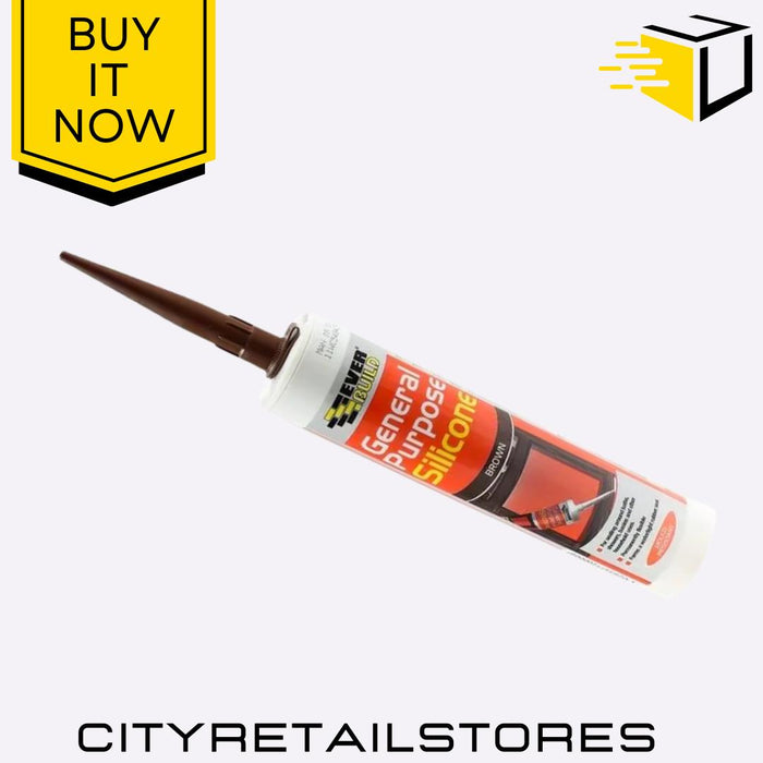 General Purpose Silicone Brown Sealant for Windows, Doors & Gaps 310ml Everbuild