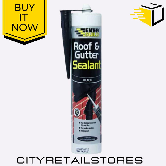 Roof & Gutter Sealant Black Waterproof Flexible Adhesive Seal 295ml Everbuild