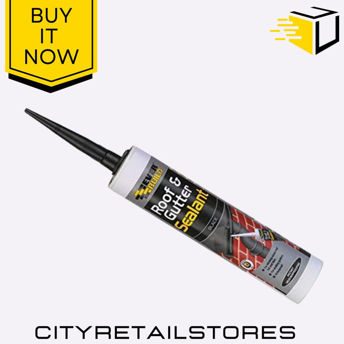 Roof & Gutter Sealant Black Waterproof Flexible Adhesive Seal 295ml Everbuild