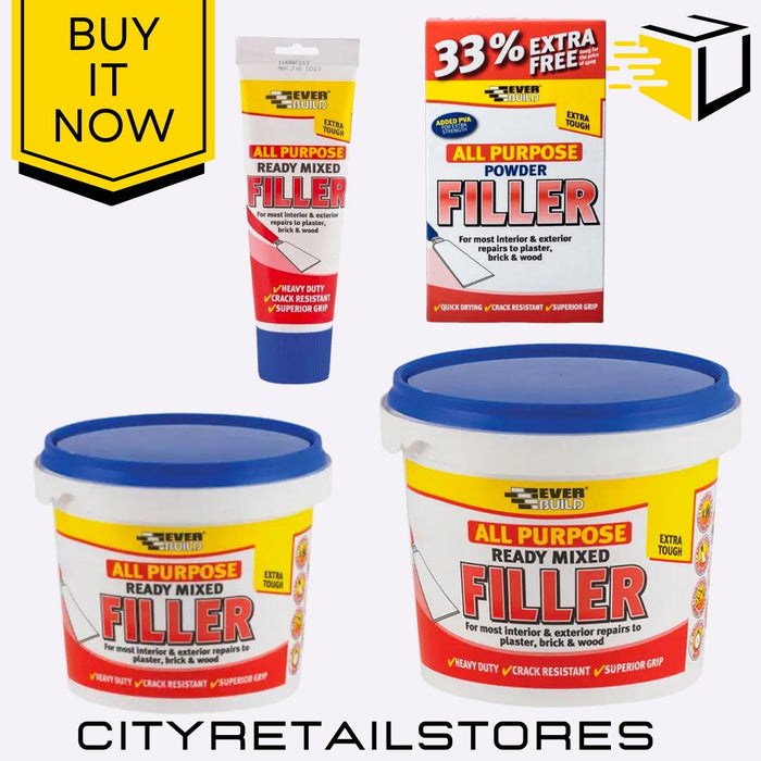 All Purpose Filler Paste Powder Easy Squeeze Wall & Wood Repairs Everbuild