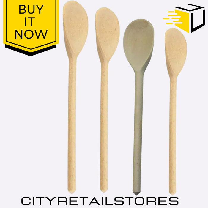 Beech Wood Spoon Durable Kitchen Utensils for Cooking 10"/12"/14"/20" Apollo