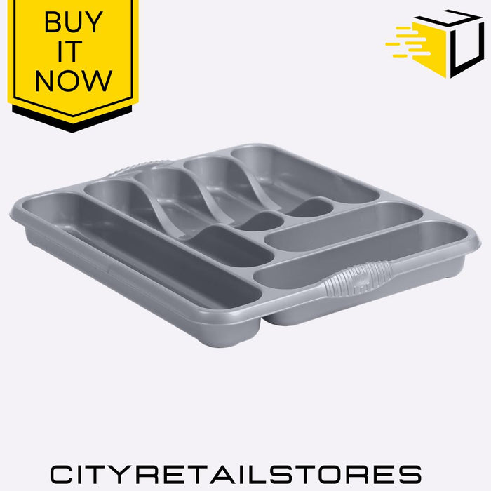 Large Cutlery Tray Silver Adjustable Storage Drawer Organiser Durable Wham Casa