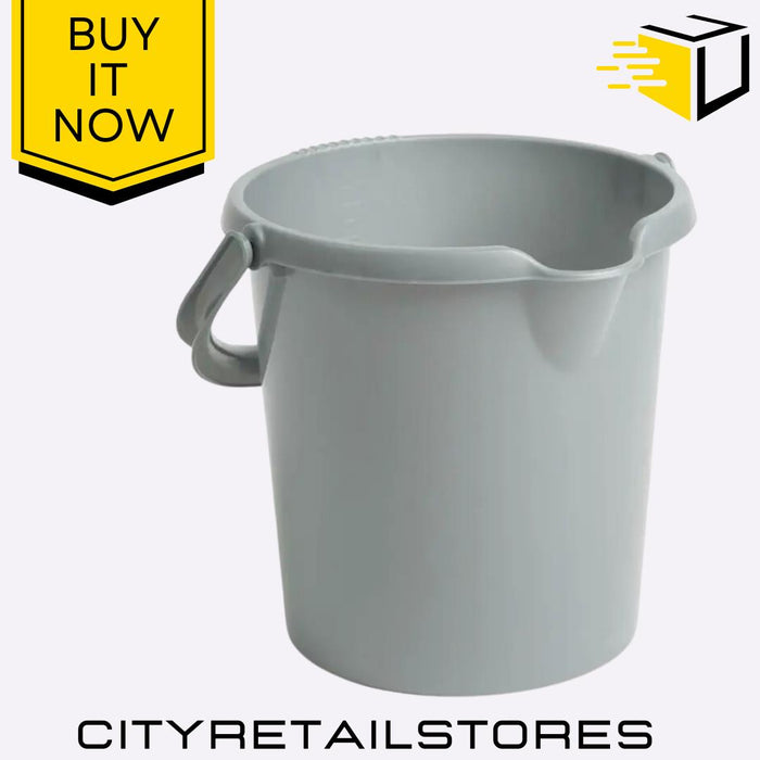 10L Bucket Silver & Midnight Black with Handle Durable Stylish Mop Car Wham Casa