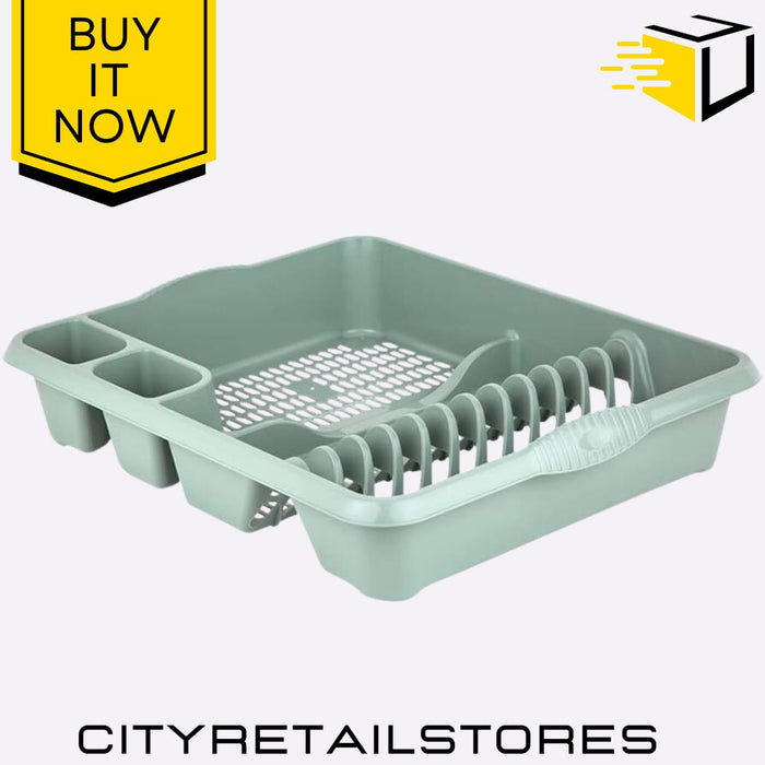 Large Dish Drainer Silver Sage Stylish Kitchen Draining Rack Wham Casa