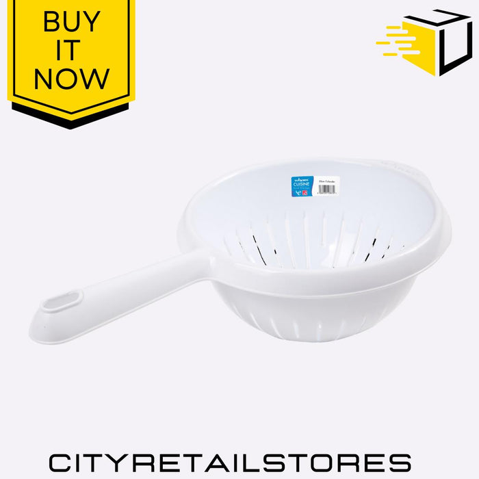 20cm Handled Colander Sieve Ice White Kitchen Strainer Food Prep Wham Cuisine