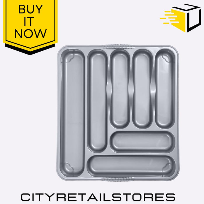 Large Cutlery Tray Silver Adjustable Storage Drawer Organizer, Durable Wham Casa