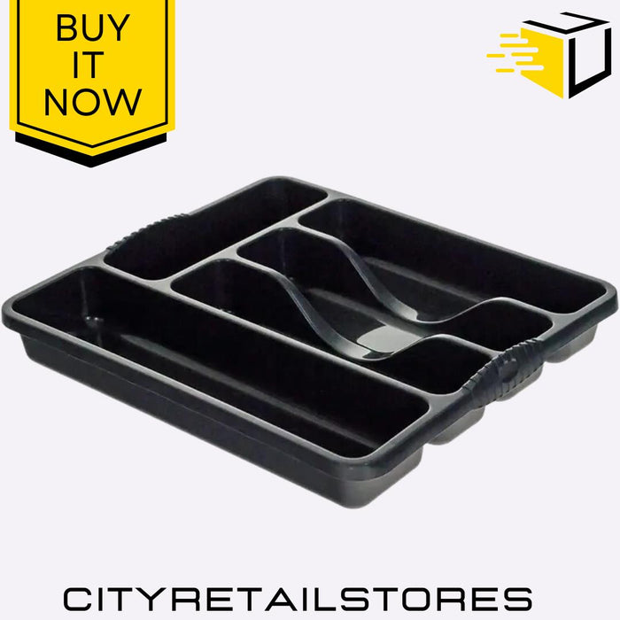 Small Cutlery Tray Midnight Durable Kitchen Drawer Organiser Black Wham Casa