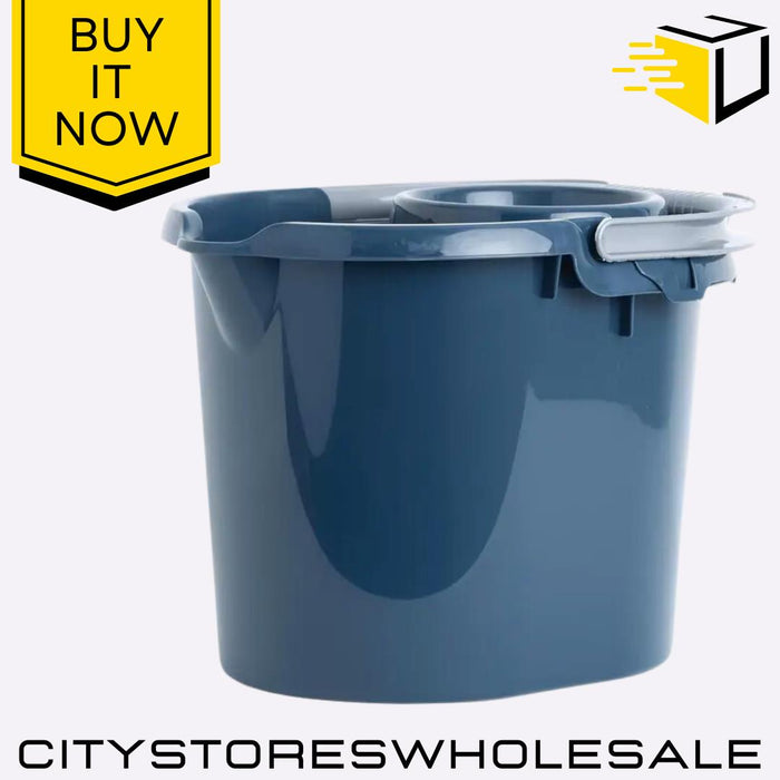 16L Mop Bucket Navy Blue Durable Cleaning Bucket with Wringer & Handle Wham Casa