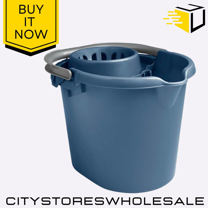 16L Mop Bucket Navy Blue Durable Cleaning Bucket with Wringer & Handle Wham Casa