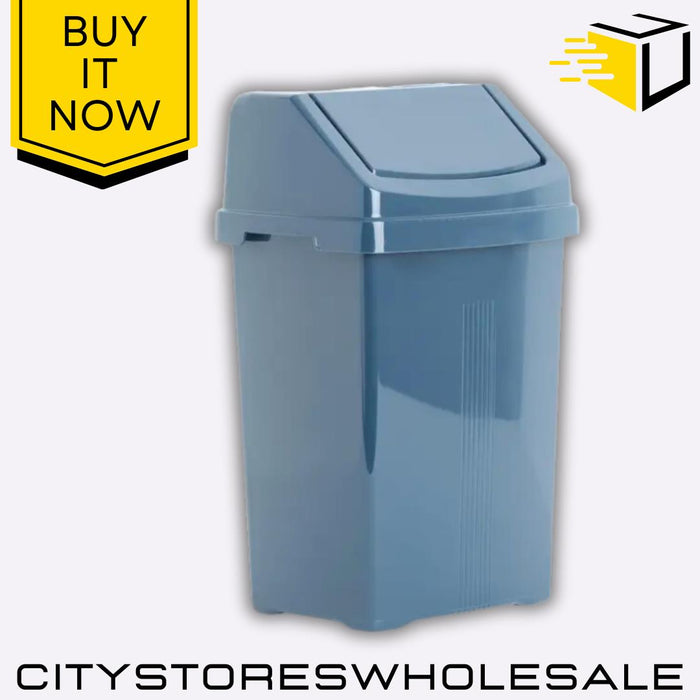 8L Swing Bin Navy Blue Stylish Compact Durable Waste Bin for Home Wham Casa