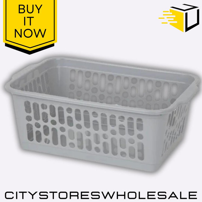 Single Medium Handy Basket Cool Grey Storage Organizer 29.5x19.5x10.5cm Wham