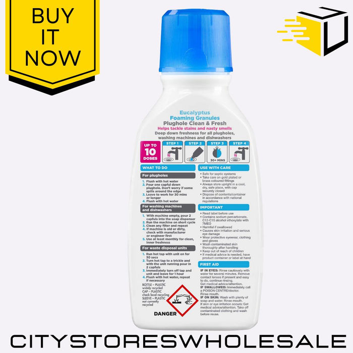 Plughole Clean & Fresh Granules Blockage & Odour Remover For Sinks 300g Buster