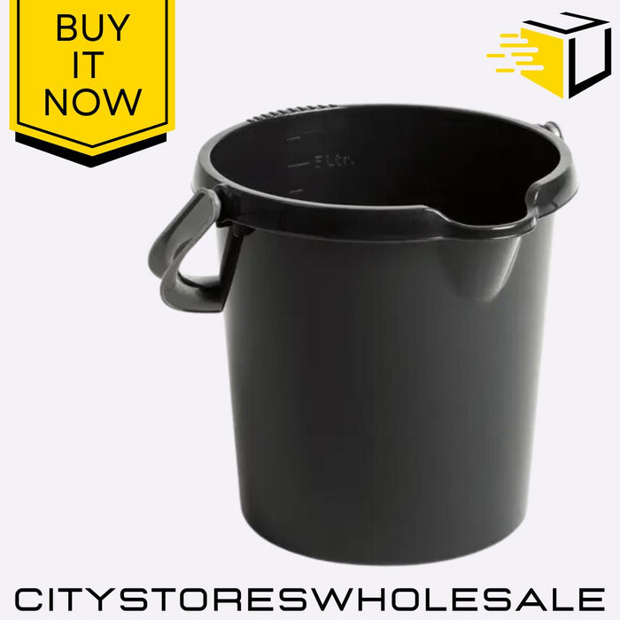 Bucket 5L Midnight Black Durable Stylish Handle Cleaning Multipurpose Wham Casa