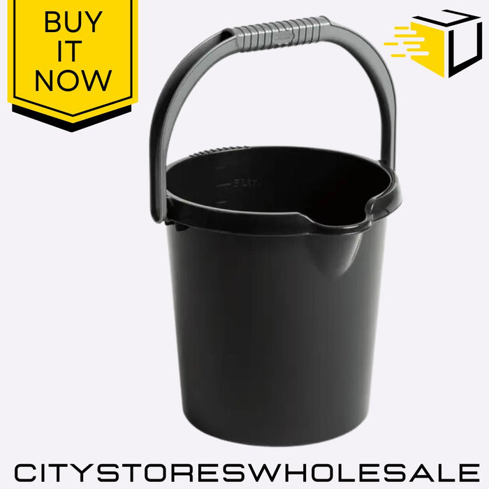 Bucket 5L Midnight Black Durable Stylish Handle Cleaning Multipurpose Wham Casa