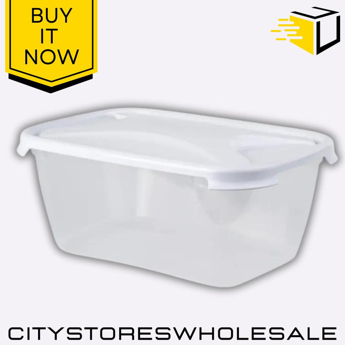 6L Rectangular Food Storage Box & Lid Clear Ice White Airtight Wham Cuisine