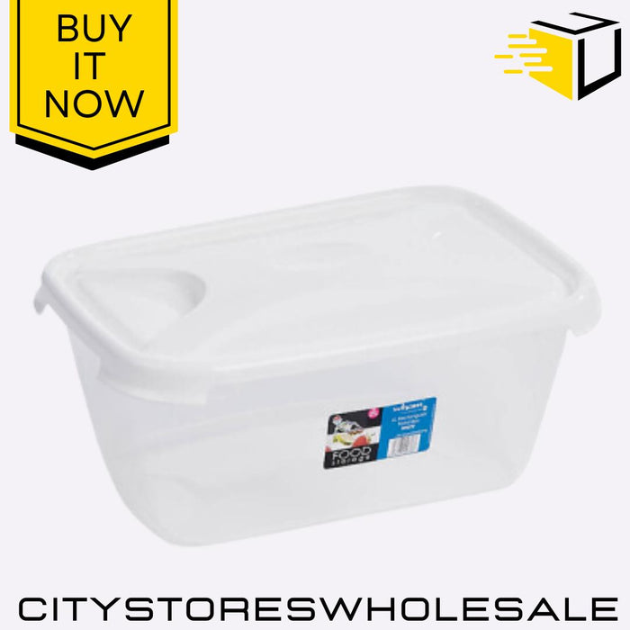 6L Rectangular Food Storage Box & Lid Clear Ice White Airtight Wham Cuisine