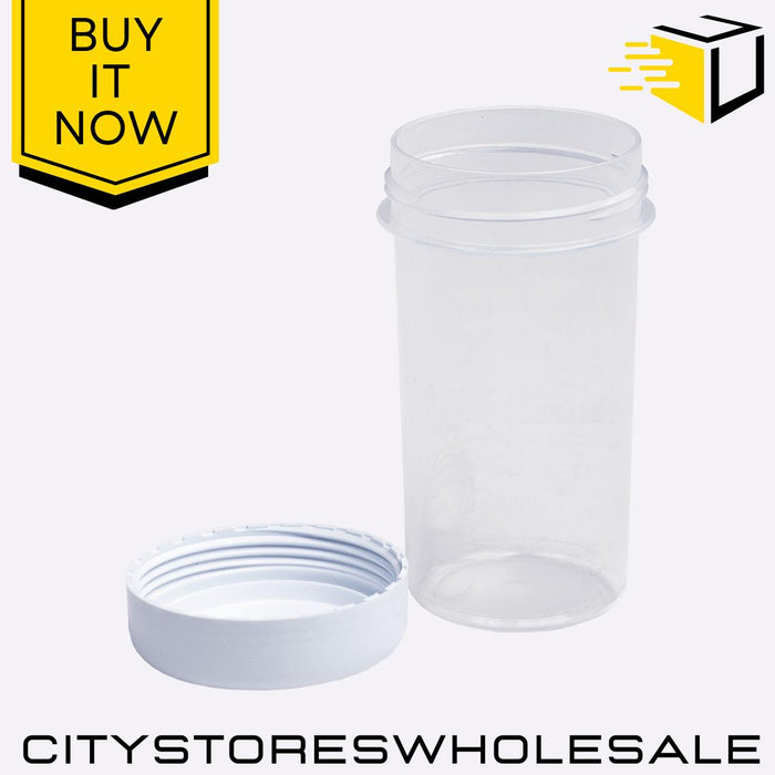 Screw Top Beaker Clear with Ice White Lid Leakproof 350ml Wham Cuisine